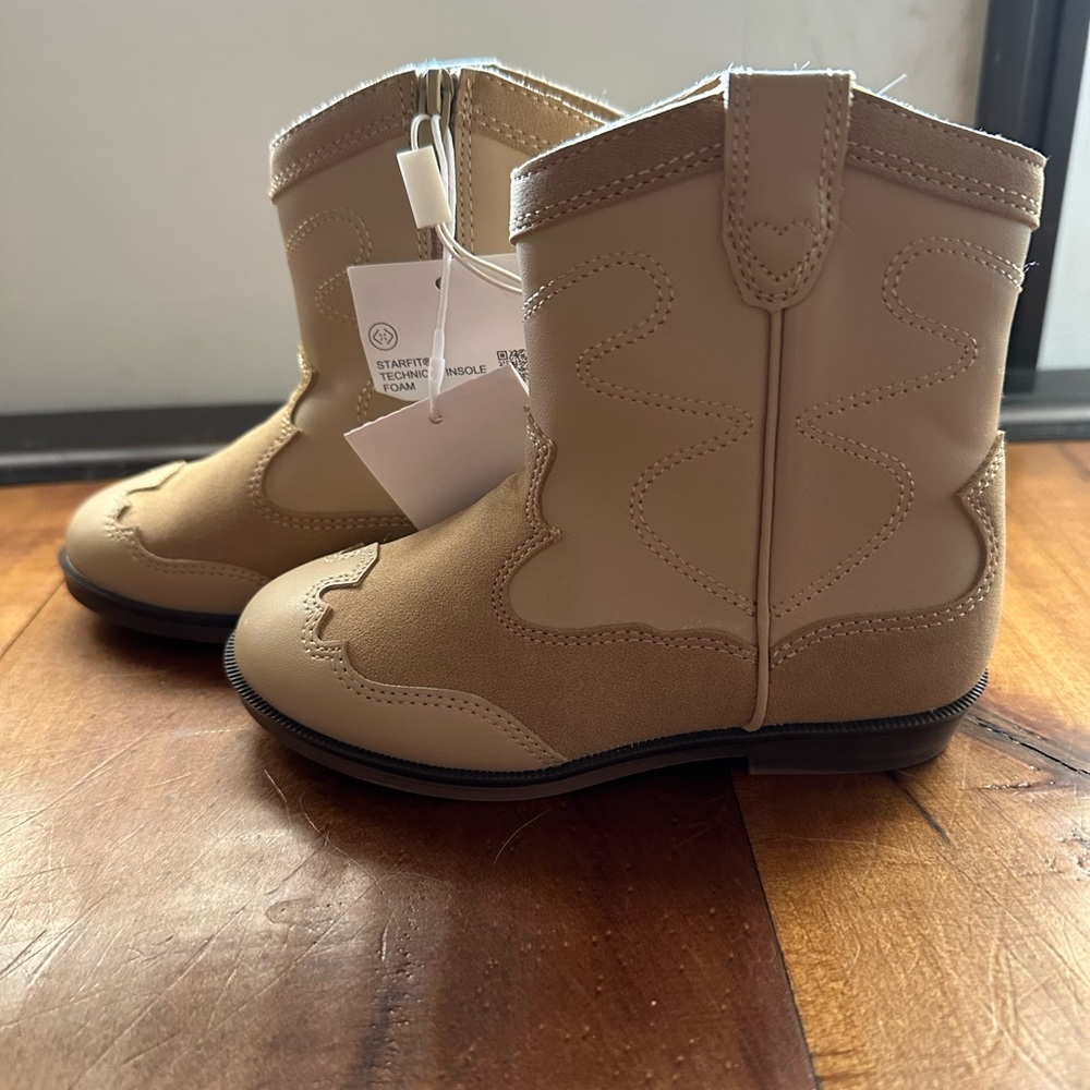 Zara Little Girls Cowboy/Western Boots- Tan